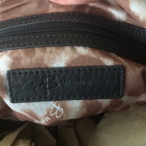 B. Makowsky | Black Leather Hand Bag - Picture 5 of 8